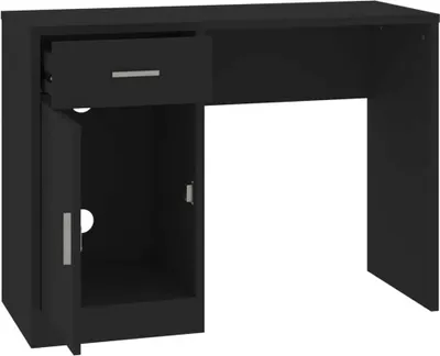 Zdjęcie produktu dla Biurko z szufladą i szafką, czarne, 100x40x73 cm