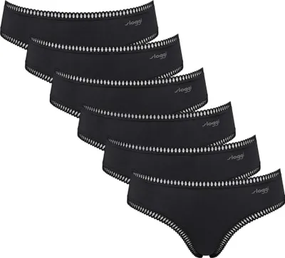 Produktbild von Sloggi Damen Hipster-Slips, 6er Pack - GO Crush Hipster C6P, Unterhose, Stretch-Baumwolle Schwarz L