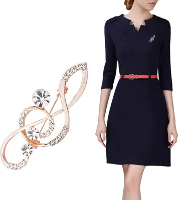 Produktbild von Damen-Strass-Musiknoten-Schal-Brosche, Roségold, Violinschlüssel-Anstecknadel, Schmuck