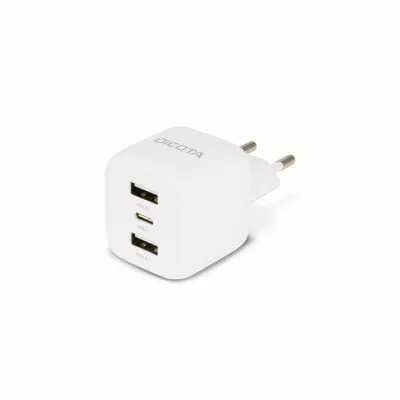 Produktbild von DICOTA - Netzteil - kompakt, Laptop - 32 Watt - 3 A - 3 Ausgabeanschlussstellen (24 pin USB-C, 2 x USB) - weiß - Europa