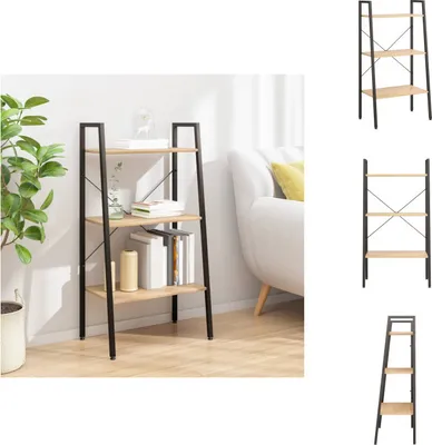 Immagine prodotto di vidaXL Scaffale a 3 ripiani marrone chiaro e nero 56x35x108 cm - Librerie e scaffali