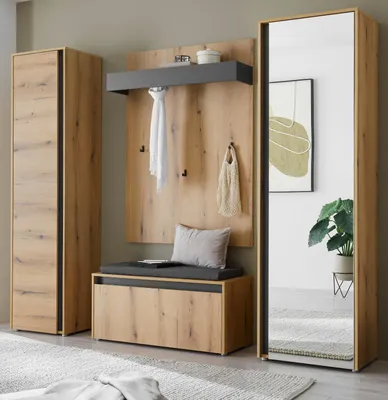 Produktbild von Garderobe Set 5-teilig "Center" in Evoke Eiche und grau Garderobenkombination 230 x 200 cm