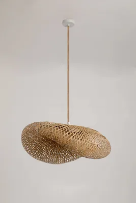 Image de Suspension BRUGIA L, diamètre 60 cm, modèle LINA, avec abat-jour en bambou blanc