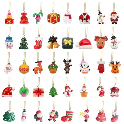 Immagine prodotto di Set di 40 decorazioni natalizie in resina, rosse, verdi e marroni, per addobbare l'albero e la casa