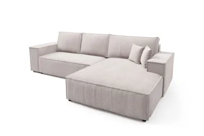 Produktbild von Ecksofa NEW ARAGON MAX von ANTONIO L-Form mit Schlaffunktion und Bettkästen, Schenkel Ottomane rechts oder links/ Webstoff in Hellgrau