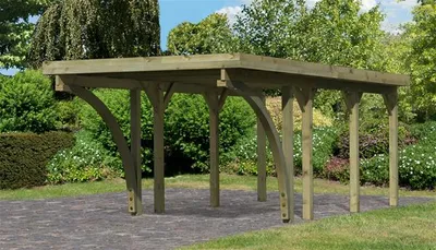 Produktbild von Karibu Carport Classic Einzel 2 mit 2 Einfahrtsbögen kdi