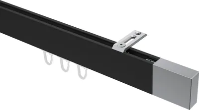 Produktbild von Interdeco Innenlaufstange / Gardinenstange mit Innenlauf Schwarz / Chrom, Typ Smartline Lox (Quader) Deckenmontage, 14x35 mm 1-läufig, 540 cm