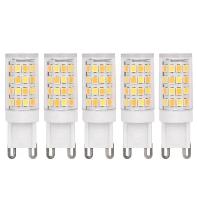Produktbild von 5 Stück G9 LED Lampen, LED Mini-Glühbirne 5W, Keramik, dreifarbiger Lichtwechsel, langlebige Hochvolt-Lampe