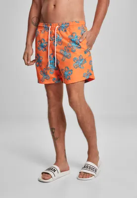 Produktbild von Urban Classics Badehose Floral Swim Shorts Orange-XXL