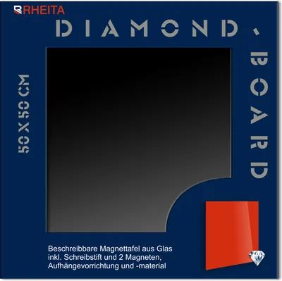 Produktbild von Glas Magnettafel Memoboard Pinwand incl. Magnete + Stift 50x50cm /Farbe: schwarz