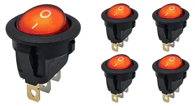 Produktbild von ProRide Wippschalter KCD2-12, 3-polig, rund, 12 V/20 A, rot, 5 Stück