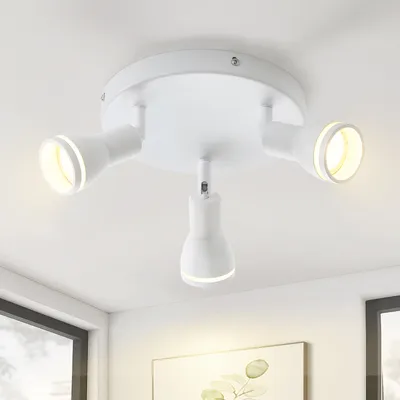 Obrázek produktu pro ZMH LED stropní světlo bílé 3 plameny stropní svítidlo GU10 reflektor průmyslové pohyblivé stěny kovové pro obývací pokoj ložnice, bez žárovky