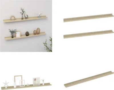 Immagine prodotto di vidaXL Mensole da parete 2 pz. Rovere Sonoma 100x9x3 cm - Mensola a muro - Mensole a muro - Mensole a muro - Mensole a muro - Mensole a muro