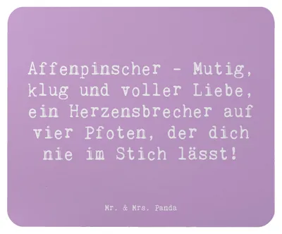 Produktbild von Mr. & Mrs. Panda Mauspad Spruch Affenpinscher Liebe - Lavendeltraum - Geschenk, Abenteuer, Freundschaft, Hunderasse, lebhaft, Hunderassen Eigenschaften, Hund, mousematte