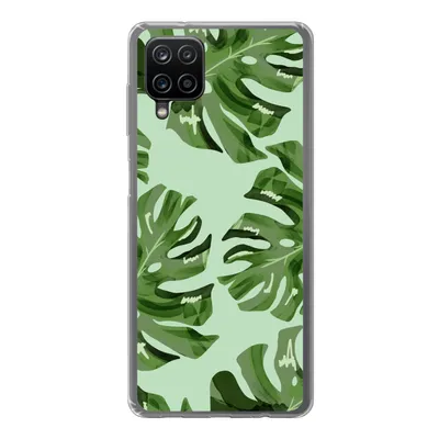 Produktbild von MuchoWow® Handyhülle Schutzhülle Hülle für Samsung Galaxy A12 Blätter - Tropisch - Pastell Silikon Softcase Handy Hülle - Bild