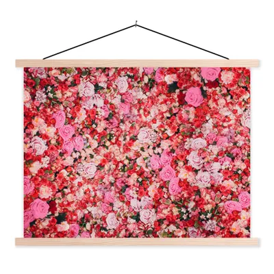 Produktbild von MuchoWow® Textilposter Blumen - Farben - Rosen 120x90 cm mit holzfarbenen Rahmen - Magnetisch