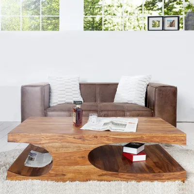 Produktbild von cagü: Exklusiver Design Couchtisch  [DAIPUR] aus Sheesham Massivholz 120cm x 70cm Rechteckig