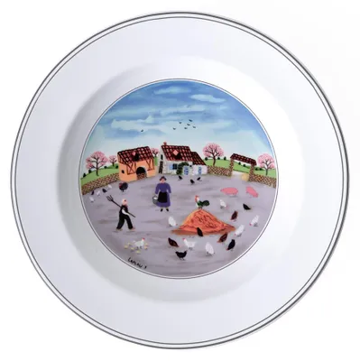 Image de Villeroy & Boch, ensemble de 6 assiettes à soupe "Vorteil", design naïf, motif "Hühnerhof", porcelaine de qualité supérieure, multicolore, référence : 1023372704