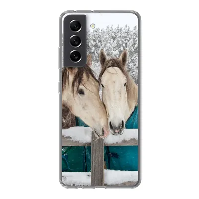 Produktbild von MuchoWow® Handyhülle Schutzhülle Hülle für Samsung Galaxy S21 FE Pferde - Decke - Schnee Silikon Softcase Handy Hülle - Mobiltelefonhülle