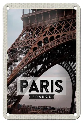 Produktbild von Blechschild Reise 12x18cm Paris France Reiseziel Eiffelturm Schild