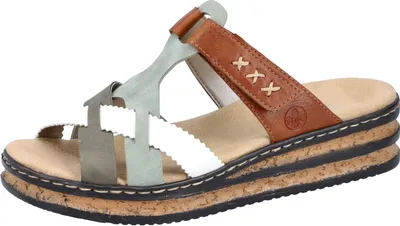 Produktbild von Rieker Damen Plateau Pantoletten Clogs Keilabsatz 62989, Größe:38 EU, Farbe:Grün
