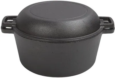 Produktbild von Geschirrspülmaschinengeeigneter Gietijzeren Backofen Topf 10,24 Zoll - 4,7 Liter - Kooktopf mit Deckel - Doppelhandgriff - Gesundes Kochen