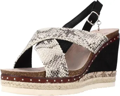 Produktbild von Xti Damen Sandale Sandalette Sommerschuh, mit Keilabsatz, Größe:EU 41, Farbe:Schwarz-schwarz,grau