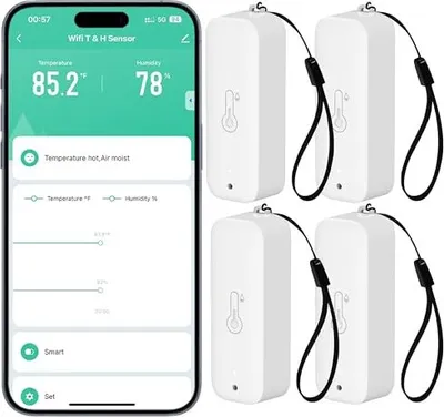 Produktbild von WiFi -Hygrometer -Thermometer Sensor - WLAN -Innenräume im Innenraumtemperatur Feuchtigkeit Remote -App -Benachrichtigung Alarm Treibhausweinkeller (P