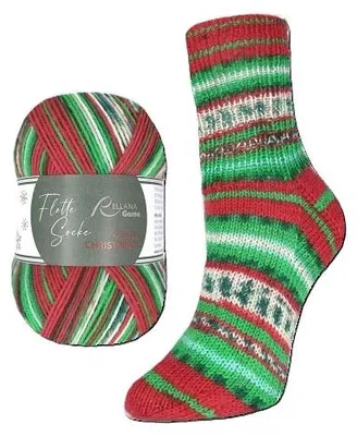 Produktbild von Rellana Flotte Socke Christmas Sockenwolle 4-fach ohne Glitzer,100g 420 m