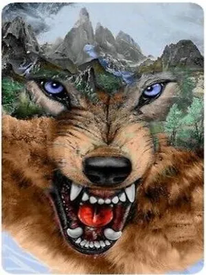Produktbild von 80x40 cm Diamanten Malerei Zum Selbermachen DIY Diamond Painting Wolf