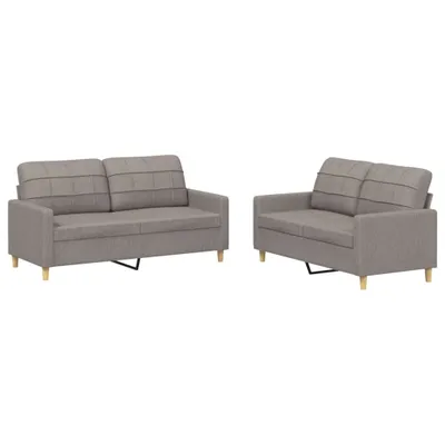Produktbild von vidaXL 2-tlg. Sofagarnitur mit Kissen Taupe Stoff
