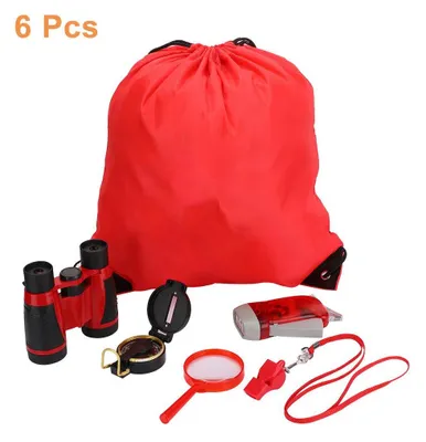 Immagine prodotto di 6PCS Set di binocoli da esplorazione all'aperto Regalo educativo per giovani bambini per il campeggio e l'escursionismo rosso