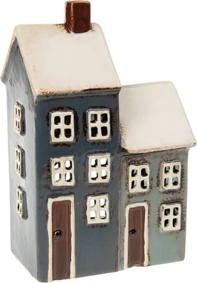 Productafbeelding van Village Pottery theelichtjes, grijs/marineblauw, 2 stuks