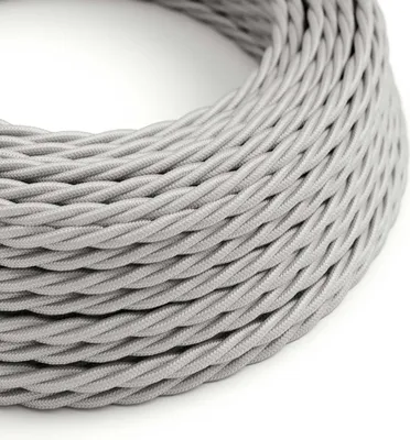 Image de Creative-Cables Câble électrique gainé de tissu, section 2 x 0,75 mm², 50 m, argent, tressé effet soie