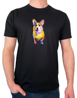 Produktbild von Huuraa Herren T-Shirt Corgi Colorful M Black Bio Baumwolle Fairtrade Herrenshirt Geschenkidee