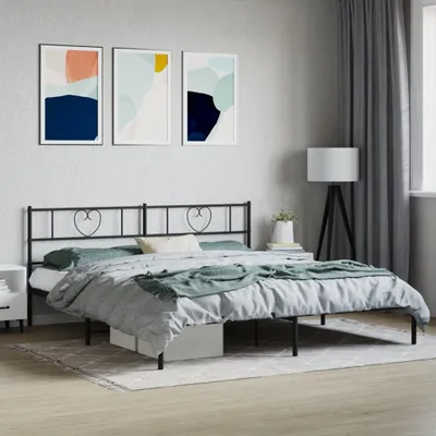 Obrázek produktu pro Maison Exclusive - Postel s čelem, kovová, černá, 193 x 203 cm