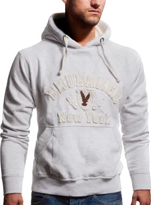 Imagen del producto de Sudadera con capucha para hombre de BRUBAKER, diseño "N.Y. Eagle", color blanco melange, talla L