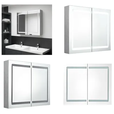 Produktbild von vidaXL LED Spiegelschrank fürs Bad Betongrau 80x12x68 cm - Badezimmerschrank - Badezimmerschränke - Spiegelschrank - Spiegelschränke