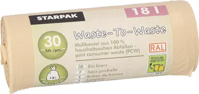 Obrázok produktu pre STARPAK 90398 STARPAK Vrecia do koša „Waste-to-Waste“, 18 litrov, hnedé