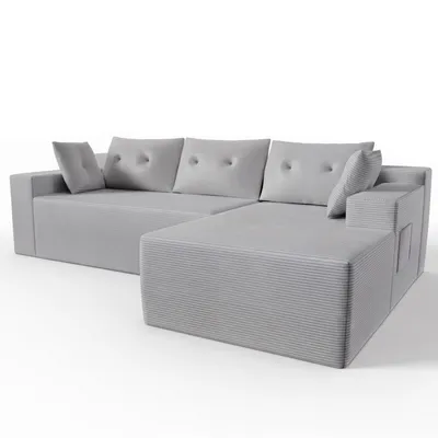 Produktbild von GLP Modulares Ecksofa 256 cm aus Cord, 4-Sitzer mit Chaiselongue rechts, Taschenfederkern, 5 Kissen, Seitentaschen, vakuumverpackt & montagefrei
