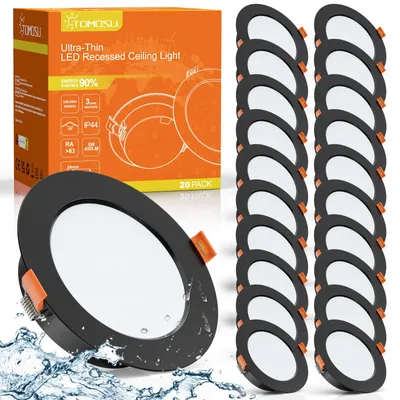 Productafbeelding van 20 stuks led-inbouwspots, zwart, 5 W, koud wit 6000 K, IP44