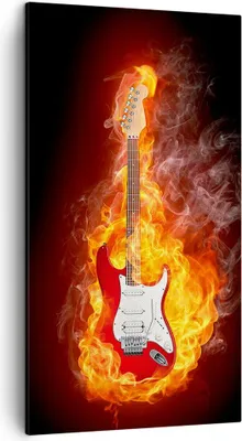 Produktbild von Bild auf Leinwand - Leinwandbild - Flammen Gitarre Instrument - 45x80cm - Wand Bild - Wanddeko - Leinwanddruck - Bilder - Kunstdruck - Wanddekoration - Leinwand bilder - Wandkunst - PA45x80-0196