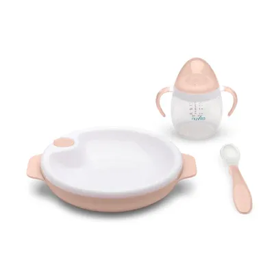 Obrázek produktu pro Set termotalířku se silikonovou lžičkou a hrnečkem, English Rose