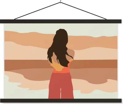 Produktbild von MuchoWow® Textilposter Frauen - Kleidung - Strand 120x80 cm mit schwarzem Rahmen - Wanddeko