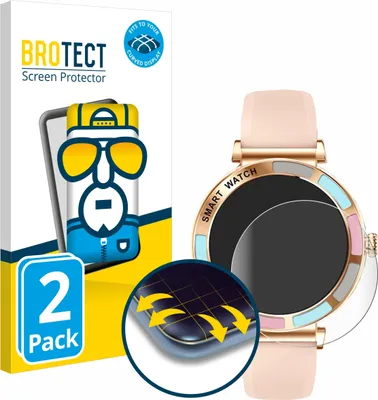 Produktbild von 2x BROTECT Fullscreen Schutzfolie für Braidol Smartwatch 1.27" Displayschutz Folie Fullcover Klar Transparent