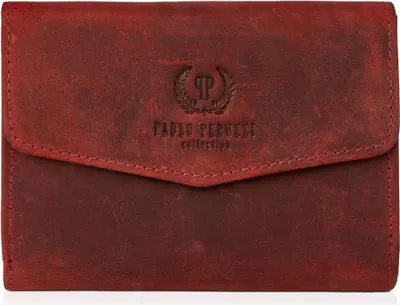 Zdjęcie produktu dla Paolo Peruzzi Portfel Damski Skórzany Średni w stylu vintage z ochroną RFID Czarny
