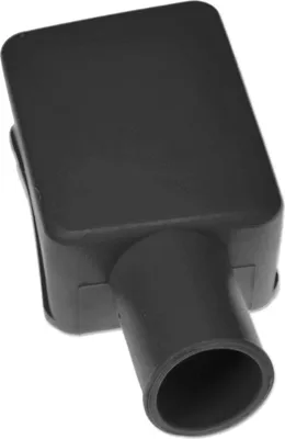 A black battery terminal cover with a straight connector.