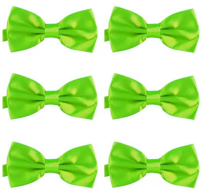 Produktbild von 6er Set DonDon Herren Fliege 12 x 6 cm gebunden und längenverstellbar neongrün