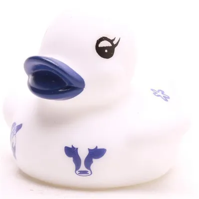Produktbild von Badeente Delfter Mini weiß/blau Vinyl 4,5 cm