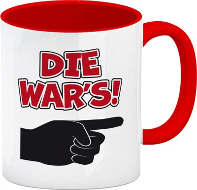 Produktbild von Die war’s Kaffeebecher Rot mit beschuldigender Hand